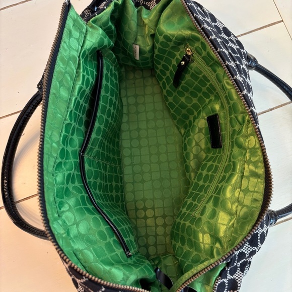 Kate Spade New York Stevie Satchel Black Cream Stripe Designer Handbag - Picture 10 of 12